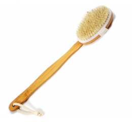 Бамбукова масажна щітка для тіла ВODY BRUSH із 100% білою щетиною кабана 