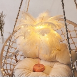 Світлодіодна декоративна лампа з натуральним якісним страусиним пір'ям, живлення на usb чи батарейках