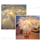 Світлодіодна декоративна лампа з натуральним якісним страусиним пір'ям, живлення на usb чи батарейках