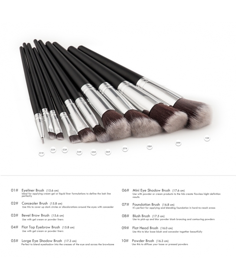 Набор кистей для макияжа, 10 шт. Brushes for make-up Daily Use