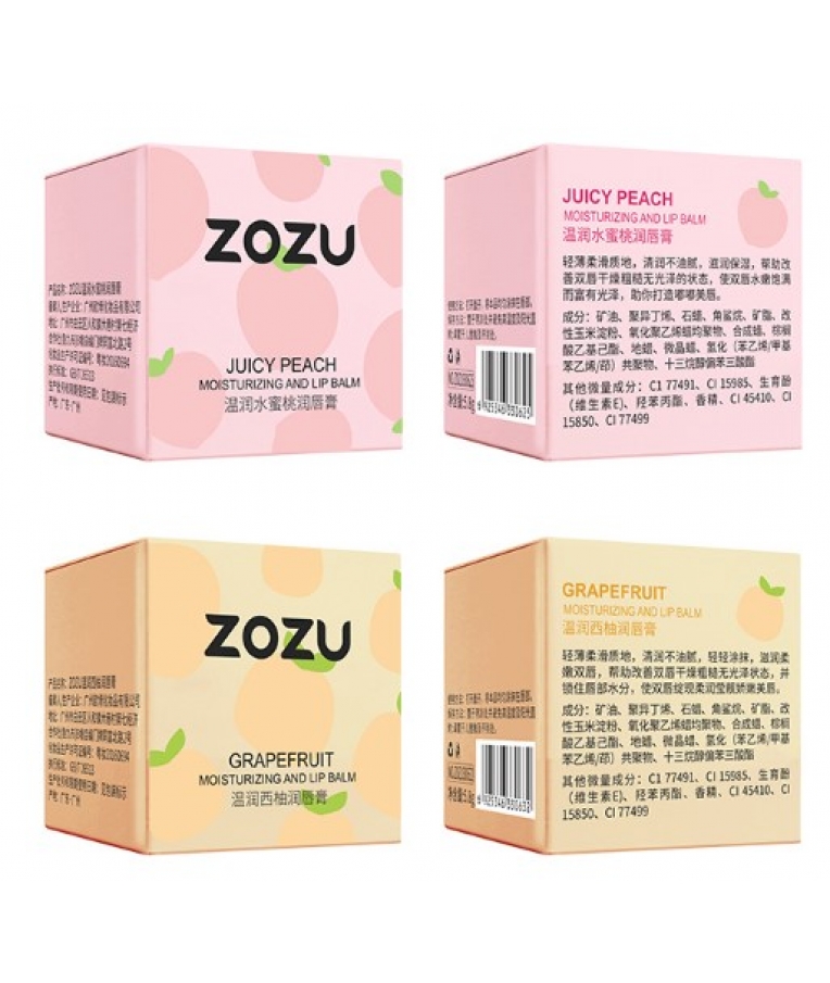Бальзами для губ Zozu Moisturizing  Lip Balm з ароматами та екстрактами фруктів 5,8гр