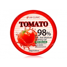 Зміцнюючий висвітлюючий гель для обличчя та тіла 3W Clinic 98% Tomato Real Moisture Soothing Gel з екстрактом томату та чаєм 300 мл