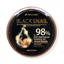 Равликовий регенеруючий гель для обличчя та тіла 3W Clinic  Black Snail Real  Natural Soothing Gel 98% 300 мл